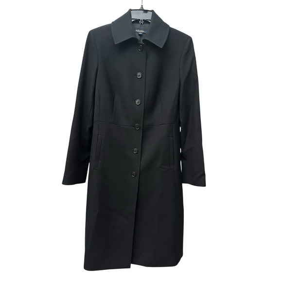 Brooks Brothers Coat Women's Size 8 100% Wool Black Long Button Front #RR-10 - Picture 9 of 9